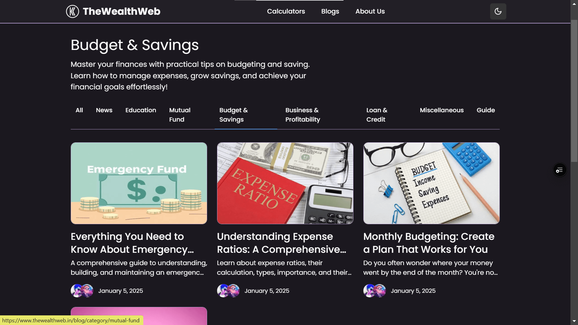 Budget & Savings Category